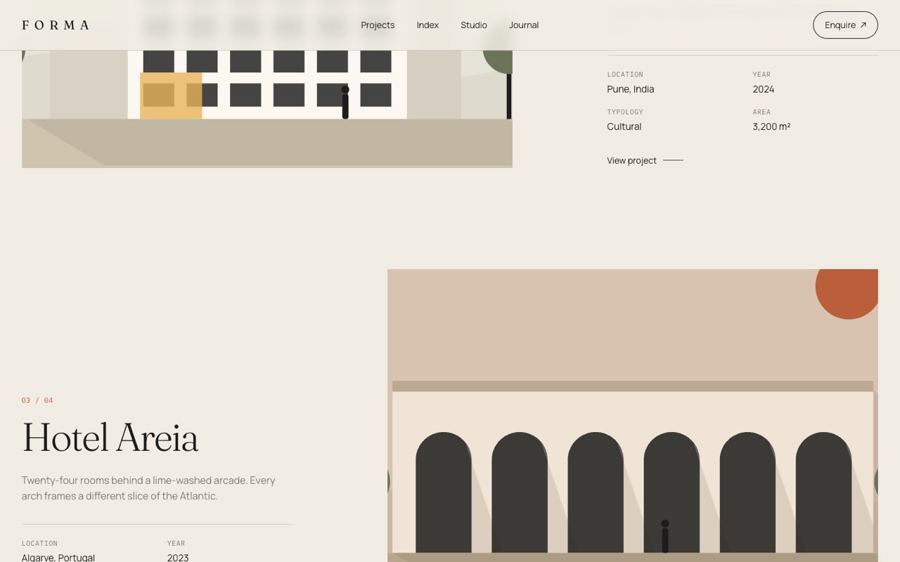 Forma architecture & interiors website design, screen 4