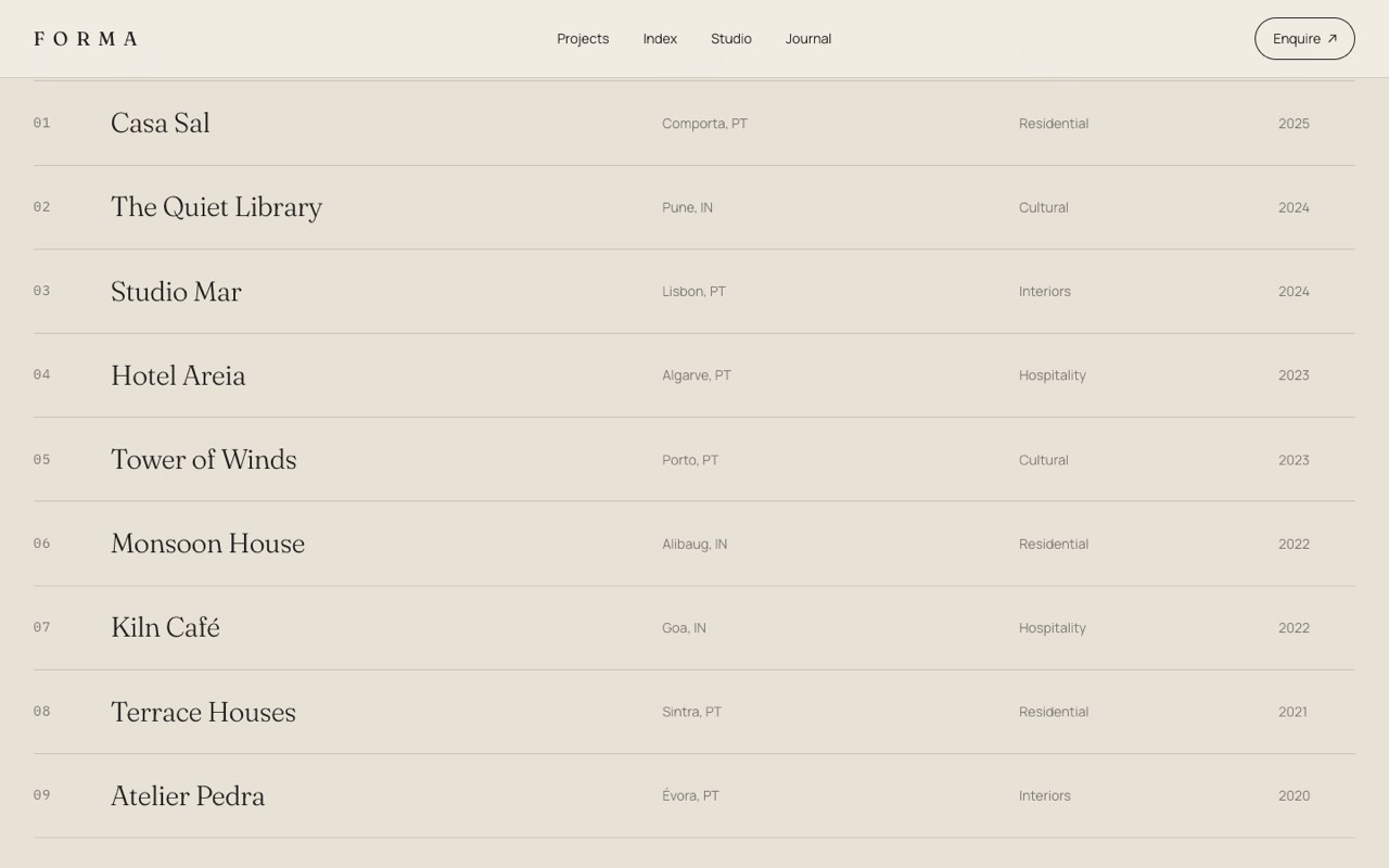 Forma architecture & interiors website design, screen 5