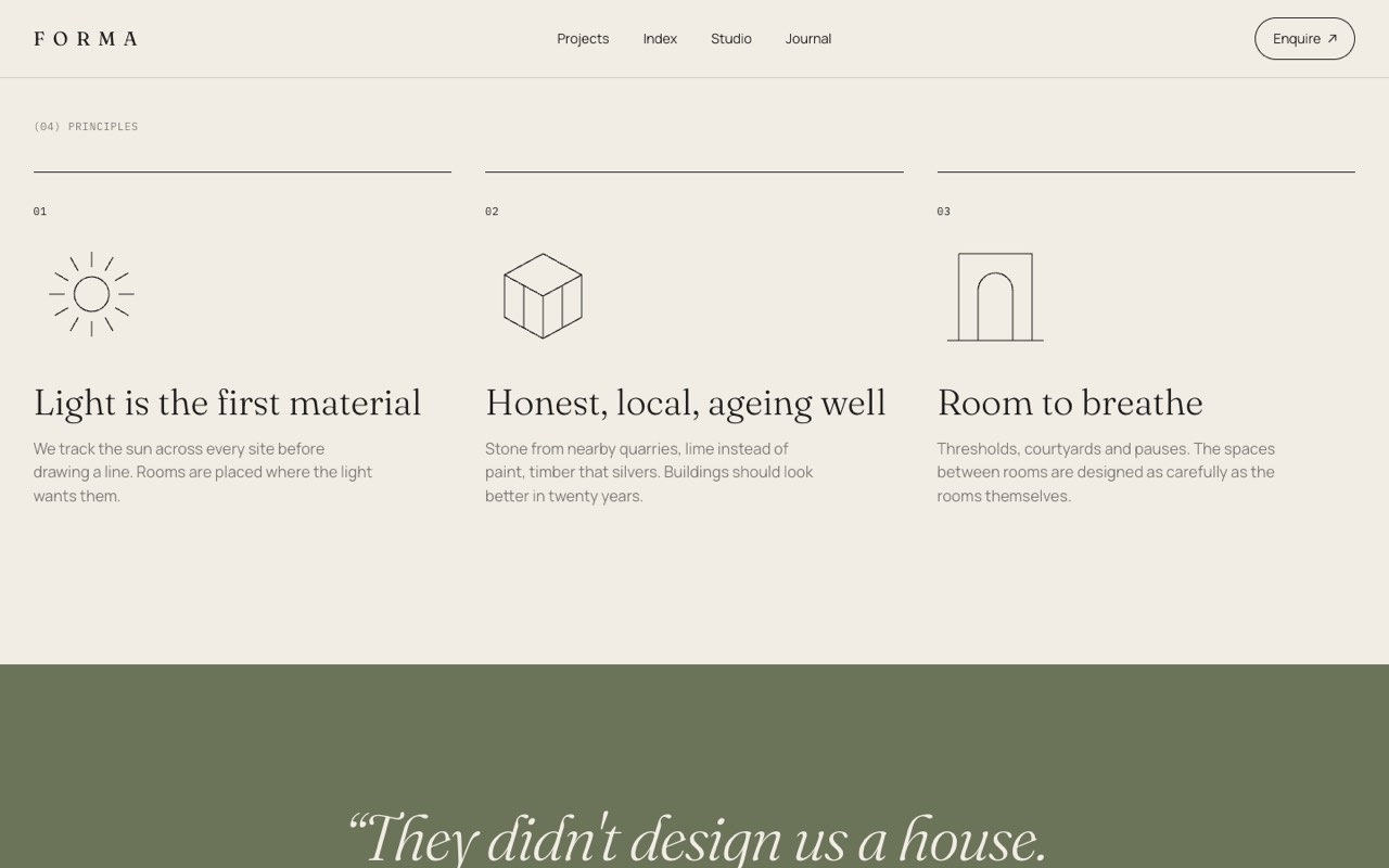 Forma architecture & interiors website design, screen 6