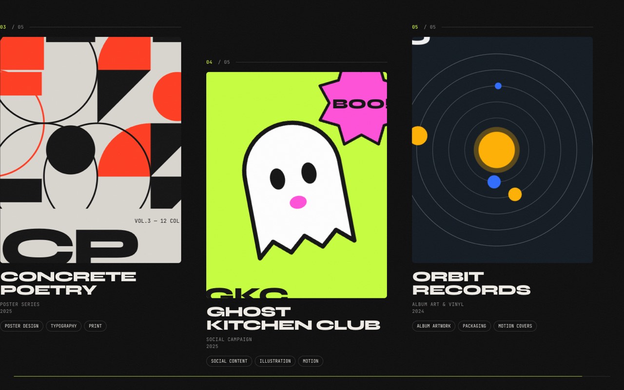 Noise® creative studio website design, screen 3