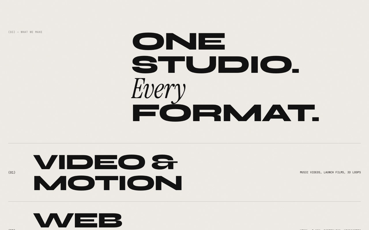 Noise® creative studio website design, screen 4