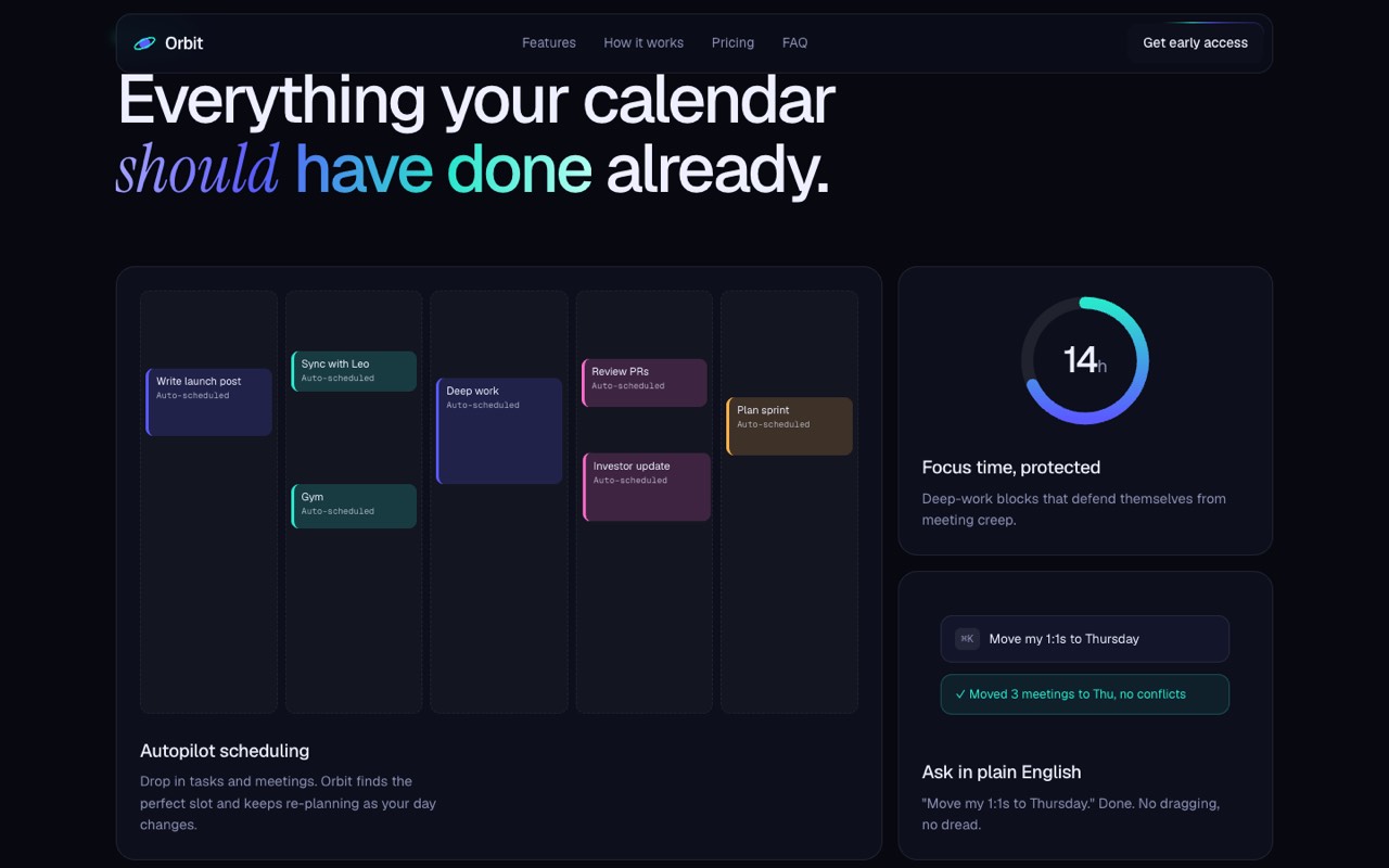 Orbit product & saas launch website design, screen 3