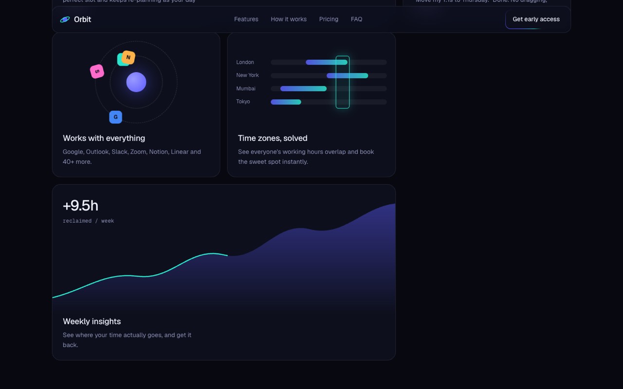 Orbit product & saas launch website design, screen 4