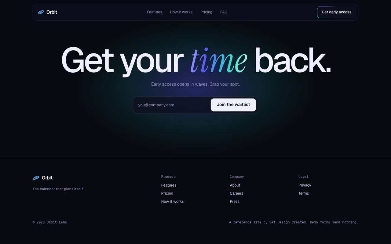 Orbit product & saas launch website design, screen 6
